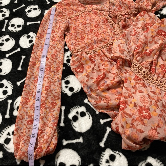 XHILERATION Dusty peach floral maxi dress boho cottagecore sundress ~ XS SMALL - Picture 11 of 15